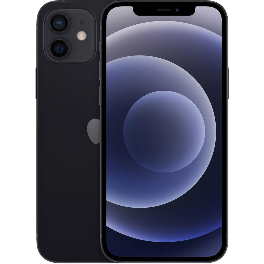 iPhone 12 in Black, front and back views