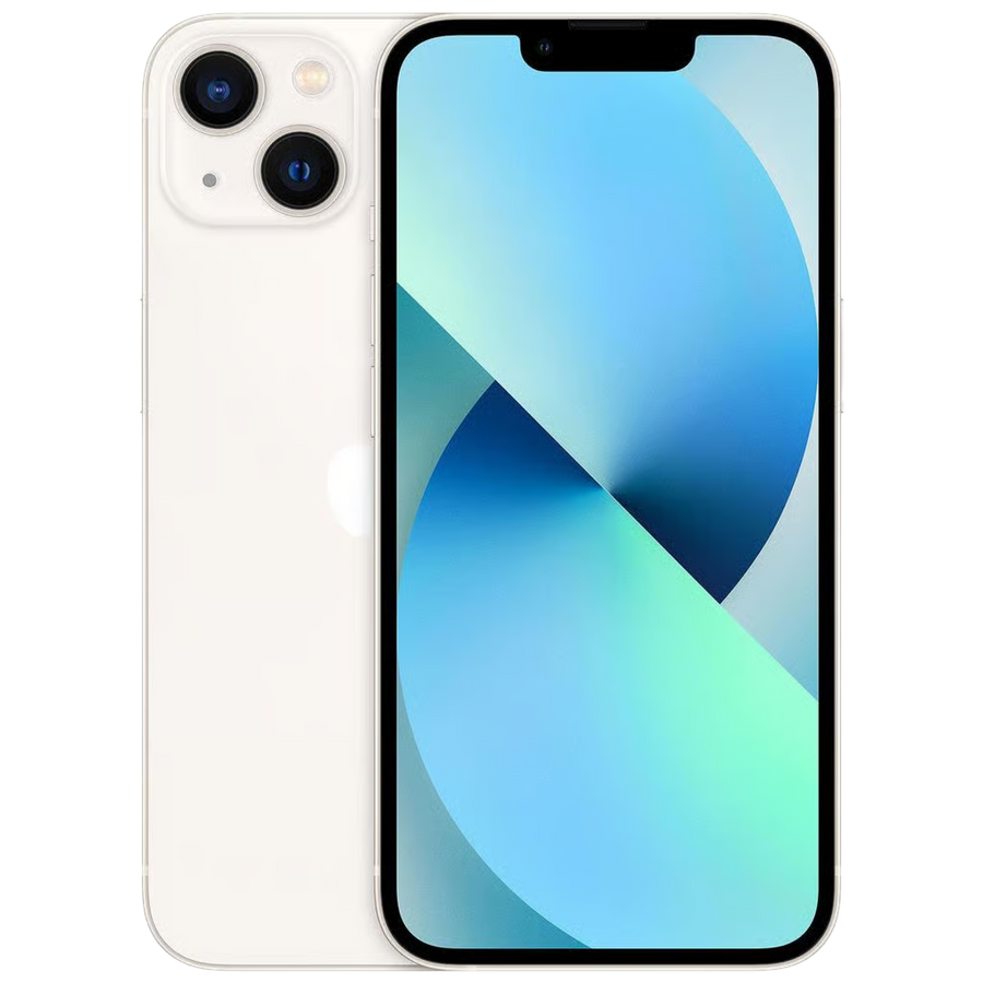 iPhone 13 Starlight, front and back